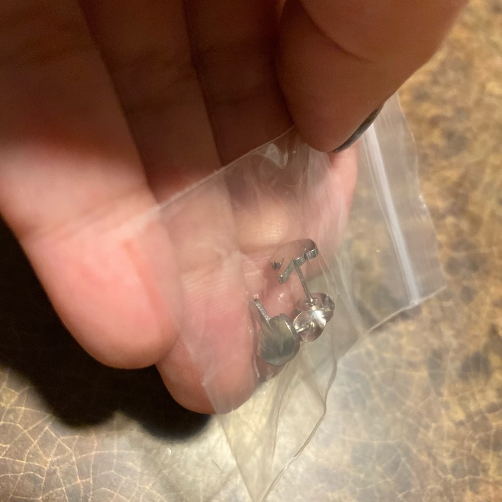 Middle finger up F you F U earrings studs pierced surgical steel piercing NEW - Picture 3 of 9